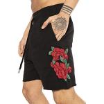 Shorts Redbridge noirs à motif roses Taille XL look fashion pour homme 