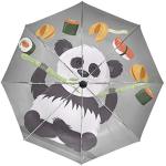 Parapluies pliants noirs en polyuréthane à motif pandas look fashion 
