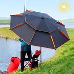 Refue Parasol Anti-UV - Parasol de Plage - Inclinable - Réglable - Camping - la randonnée - Piscine - Parapluie de Pêche Pliable Noir (Size : 200CM/6.5ft)