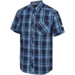 Chemises Regatta bleues à carreaux en coton à manches courtes à manches courtes Taille 4 XL look fashion pour homme 