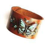 Bracelets manchette camel en cristal à clous à motif papillons 