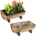 Pots de fleur en plastique Relaxdays marron en bois de 20 cm en lot de 2 diamètre 20 cm rustiques en promo 