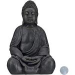 Statuettes Relaxdays gris foncé en céramique à motif Bouddha de 50 cm 