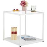 Relaxdays Table Basse, 2 Niveaux : en Verre/MDF, Structure métal, Forme carrée, HLP : env. 50 x 50 x 50 cm, Blanche