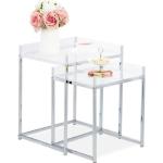 Relaxdays Table basse en jeu de 2, carré, Design moderne, Table acrylique pour salon, HlP: 49 x 40 x 35 cm, transparent