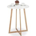 Tables rondes Relaxdays blanches en bambou 2 places diamètre 60 cm scandinaves 