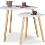 Tables rondes marron laquées en bois en lot de 2 diamètre 60 cm scandinaves 