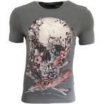 Religion Clothing Roses Skull T-shirt pour homme, Gris fer, M