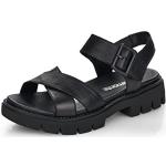 Sandales Remonte noires en cuir pour pieds étroits Pointure 43 look fashion pour femme en promo 