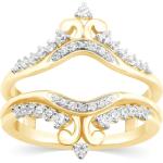 Bagues de fiançailles en diamant de mariage argentées en or jaune 14 carats gravés pour femme 