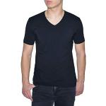 ReRock by Young & Rich T-shirt à col en V pour homme - Uni - Coupe ajustée - T-shirt basique à col en V - S à 3XL, Noir , XL