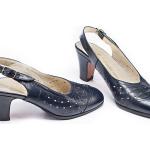 Sandales à talons bleu marine en cuir Pointure 35 look vintage pour femme 