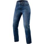 Jeans taille haute REV'IT bleues claires en cuir look urbain pour femme 
