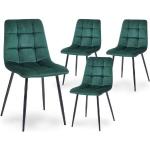Chaises design vertes en velours en lot de 4 modernes 
