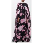 Robes en soie noires en mousseline à motif roses Taille XS pour femme 