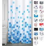 Rideaux de douche Ridder bleus en polyester lavable en machine 180x200 