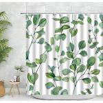 Rideaux de douche verts en tissu lavable en machine 100x200 modernes 