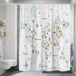 Rideaux de douche en tissu imprimé carte du monde 