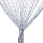 Rideaux de porte argentés en polyester à perles 100x200 