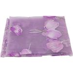 Rideaux violets en tulle à motif fleurs transparents 