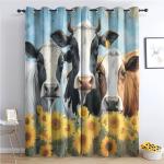 Rideaux multicolores en polyester à motif vaches occultants en lot de 2 rustiques 