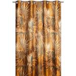 Voilages Rideaudiscount dorés tropicaux en polyester à motif palmier 