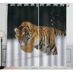 Rideaux en polyester à motif tigres anti bruits en lot de 2 modernes 