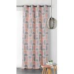 Rideau upcyclé aux impressions seventies polyester rose 250x145