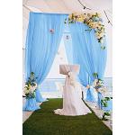 ShinyBeauty Lot de 2 rideaux de fond en mousseline de soie pour salon, mariage, réception - Bleu layette - 300 cm