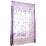 Rideaux de porte violets à fleurs en toile à perles à motif fleurs transparents 