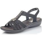 Sandales plates Rieker noires avec semelles amovibles Pointure 39 look fashion pour femme en promo 