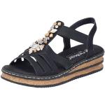 Sandales compensées Rieker noires à élastiques Pointure 36 look fashion pour femme 