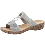 Sandales plates Rieker grises avec semelles amovibles à scratchs Pointure 41 look fashion pour femme en promo 
