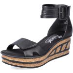 Sandales compensées Rieker noires avec semelles amovibles Pointure 42 look fashion pour femme 