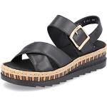 Sandales plates Rieker noires avec semelles amovibles Pointure 40 look fashion pour femme 