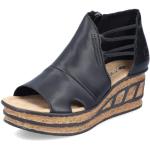 Sandales à talons Rieker noires en cuir synthétique Pointure 42 avec un talon entre 5 et 7cm look fashion pour femme 