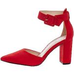 Escarpins à brides rouges en cuir synthétique Pointure 41 avec un talon entre 7 et 9cm look fashion pour femme 