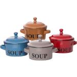 Ritzenhoff & Breker Regina Lot de 4 bols à soupe, avec couvercle et anse, 360 ml, couleurs assorties, gris, marron, bleu, et rouge