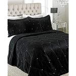Couvre-lits noirs en velours à strass à motif animaux 240x220 cm pour enfant en promo 