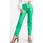 Pantalons taille haute River Island verts en cuir synthétique Taille L pour femme en promo 
