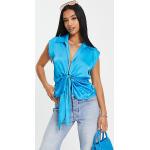 Chemises River Island Petite bleues en viscose col italien sans manches classiques pour femme en promo 