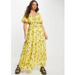 Robes d'été River Island jaunes smockées à motif papillons longues Taille XXS classiques pour femme en promo 