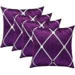 Housses de coussin violettes à effet froissé en velours à strass à motif animaux en lot de 4 45x45 cm pour enfant 