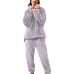 Pyjamas combinaisons gris en flanelle à motif requins Taille M plus size look fashion pour femme 