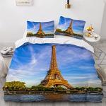 Housses de couette blanches en polyester Tour Eiffel 140x200 cm pour enfant 