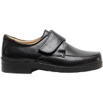 Roamers - Chaussures de Ville en Cuir Extra Larges avec Sangle à Scratch - Homme (40 FR) (Noir)