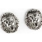 Boucles d'oreilles gris acier en argent à clous à motif lions en argent 