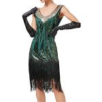Robes de soirée bustiers vertes à sequins à manches longues à col en V Taille M plus size look Pin-Up pour femme 