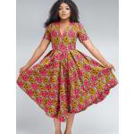 Robes à imprimés imprimé africain en coton à motif Afrique midi style ethnique pour femme 