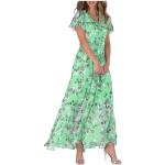 Robes longues fendues de mariée vertes à paillettes longues à manches longues Taille XL plus size style bohème pour femme en promo 